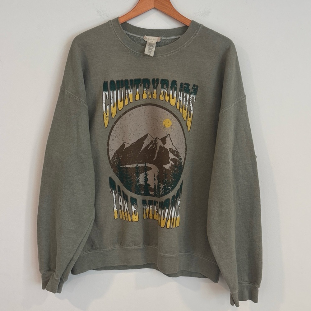 ALTAR’D STATE - Country Roads Take Me Home Medium/Large Green Graphic Sweatshirt